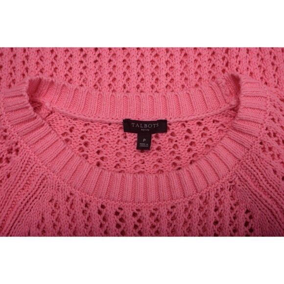 Talbots Womans Sweater Size P Pink Loose Knit Crewneck - Picture 6 of 6